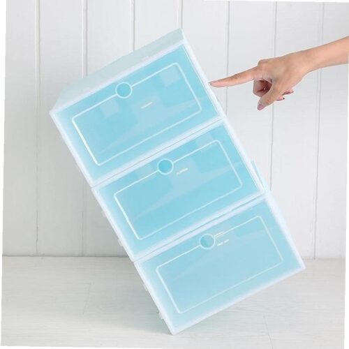1pc Plastic Foldable Shoes Box Transparent Storage Shoe Case Home Tidy Shoebox for Men and Ladies 33.5 X 23.5 X 13cm