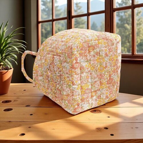 Quilted Fabric Storage Basket with Carry Handles