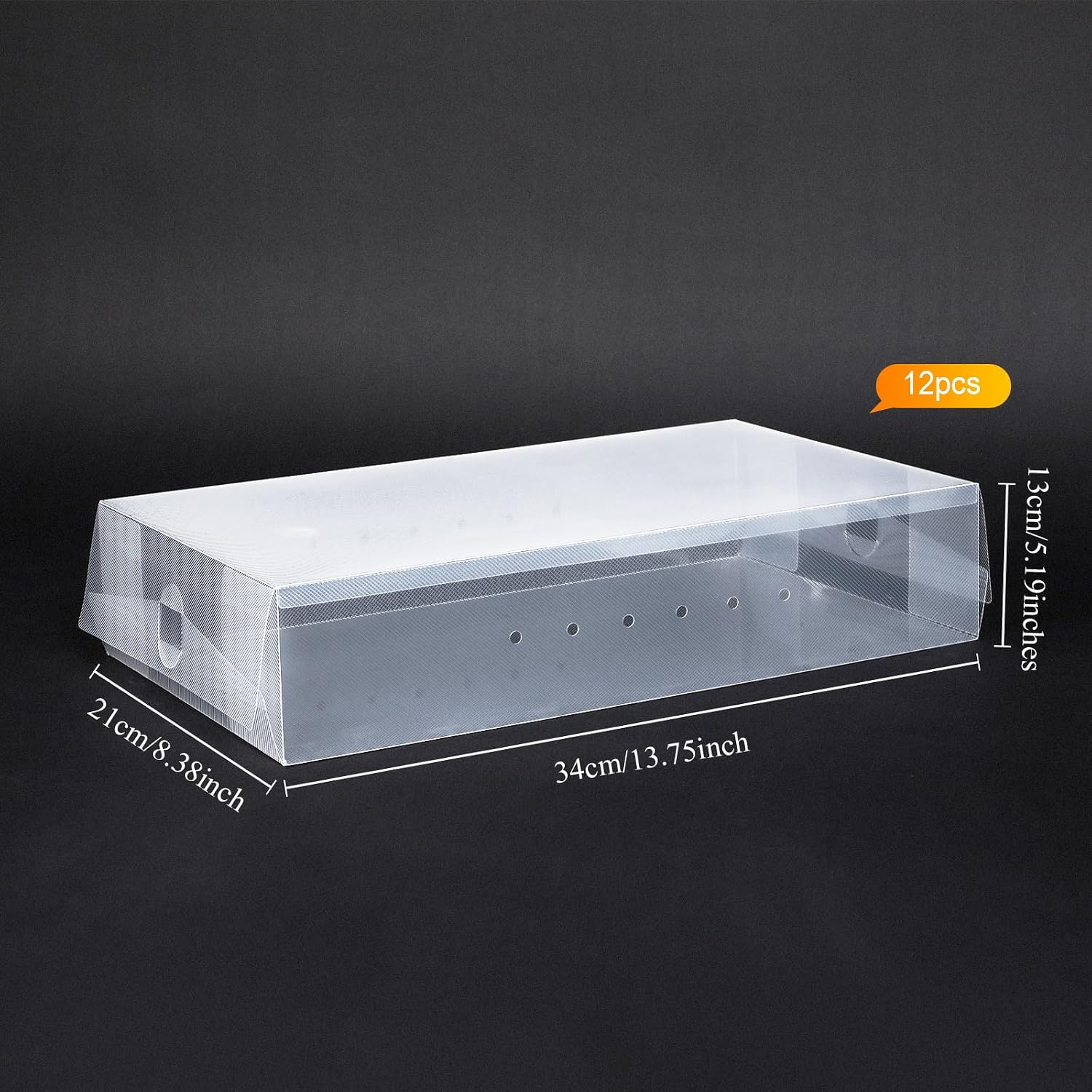 12 Pcs Boot Box Clear Plastic Stackable Shoe Storage Organizer Foldable Heavy Duty Shoe Containers for Closet Small Spaces Dorm Bedroom Apartments (13.4 x 8.3 x 5.1 Inches) - Image 2