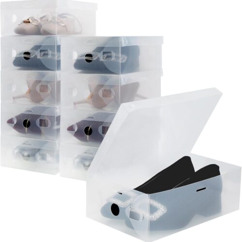 10 Kids Women Smart Storage Containers Foldable Clear Shoe Box Set