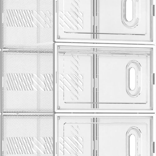 3 Pack Stackable Shoe Storage Boxes Fit Size 9, Thickened Clear Shoe Box Bins with Lids, Plastic Foldable Shoe Rack Organizer Sneaker Storage Containers (Large, )