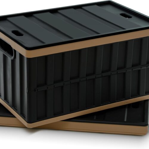 64L Collapsible Storage Bins with Lids Plastic Storage Containers for Organizing Stackable Storage Box Large Heavy Duty Utility Crates, 2 Packs