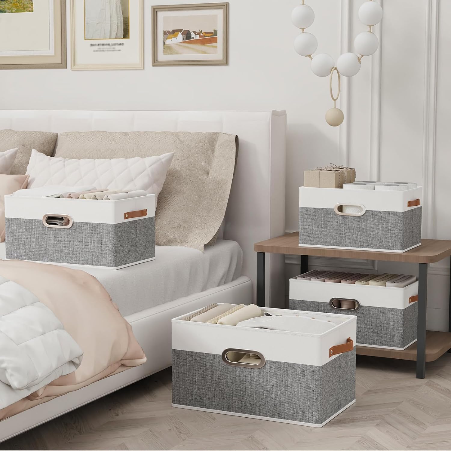 Foldable Fabric Storage Basket with Handles