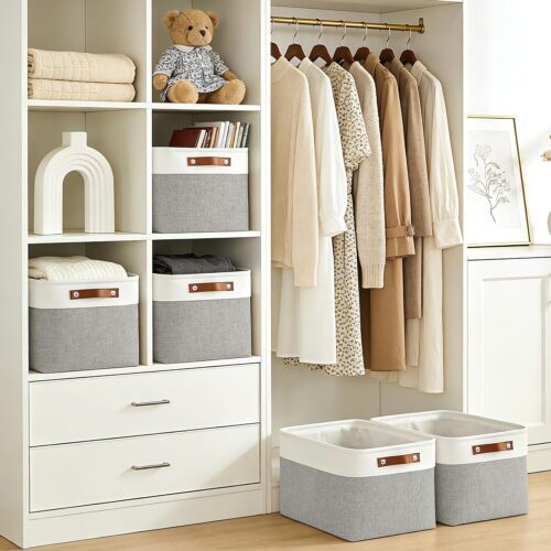 Decorative Fabric Storage Basket with Handles