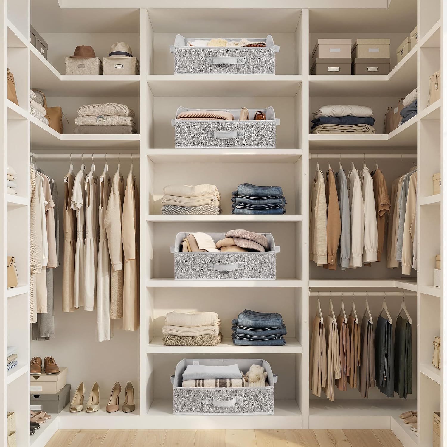 Trapezoid Closet Shelf Storage Organizer Bin