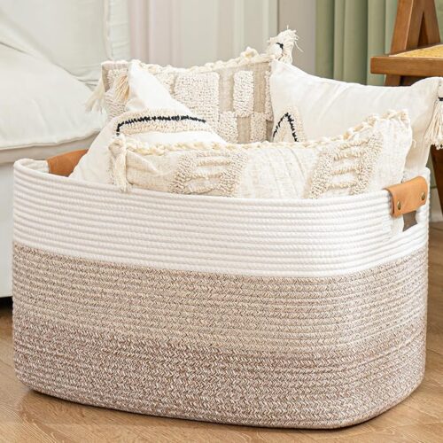 Woven Storage Basket with Carry Handles